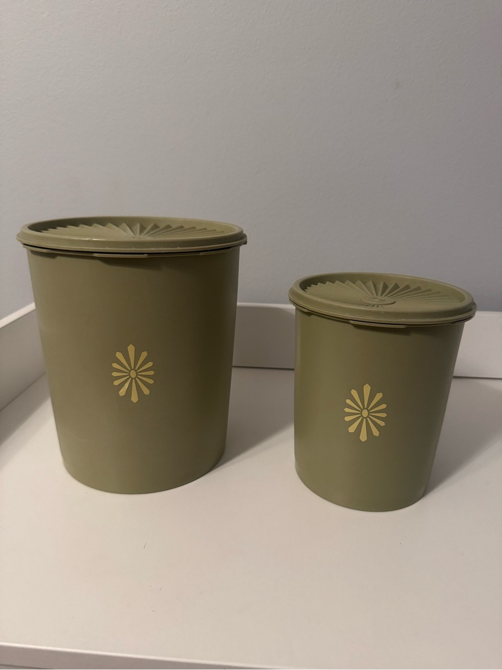 Vintage MCM Tupperware Set with Yellow Flower Accents